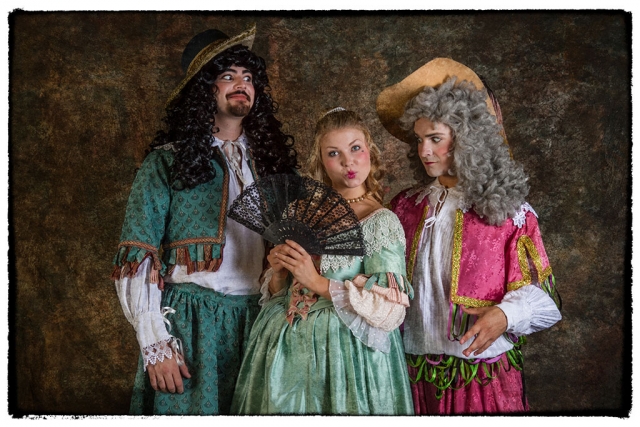 (l-r) The leads include John Marino as Sir Lodwick Knowell, Maryann Good as Isabella Fancy and Kevin Repich as Sir Credulous Easy. Credit: Brian Stethem