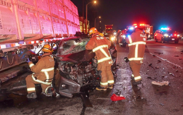 On Wednesday, July 2nd, at 8:45pm, multiple units responded to a traffic collision at Ventura Street west of D Street. Upon arrival six people were treated by e4mergency crews, five were transported to a local hospital for treatment. Two people, a 28-year-old female from Oxnard and a 5-year-old male child from Fillmore, unfortunately passed away. Photo credit Angel Esquivel.
