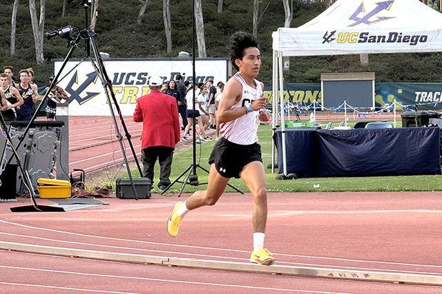 On April 3, Fillmore Alumni took to the track in college meets. Pictured above is FHS Alumni Camilo Torres, a Senior at Cal State Northridge during his meet. Photo credit Mike Torres, parent of Camilo Torres.