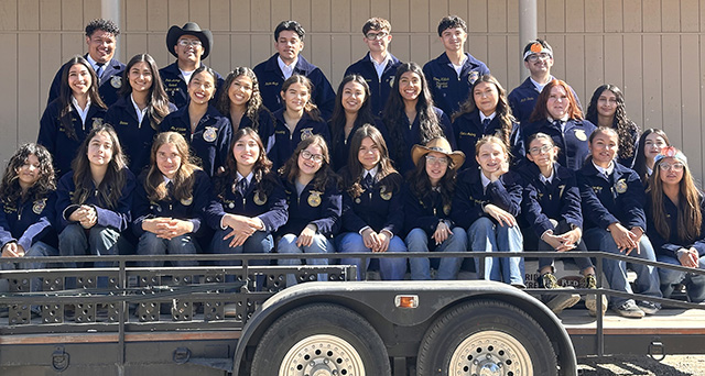 Above is the Fillmore FFA Team who welcomed all FUSD Pre-K, Transitional Kindergarten (TK), and Kindergarten classes to the annual Fall on the Farm event at the Fillmore High School Farm. Inset, some of the FUSD students who came out listening to an FFA member as they present an activity.