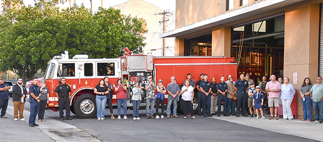 On Friday, September 11, the Fillmore community gathered to mark the 25th anniversary of the September 11, 2001, terrorist attacks. Community members joined Fillmore firefighters at 6:45 a.m. in front of the Fill-more Fire Station for a remembrance ceremony. At 6:55 a.m., firefighters raised the American flag, followed by a countywide radio broadcast honoring those who lost their lives on September 11, 2001. Photo credit Angel Esquivel.