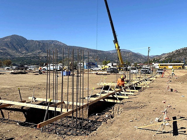 Fillmore Unified School District Assistant Superintendent of Business Services Denise Berrington said, “Progress continues on schedule at the Fillmore High School Athletic Complex! Last week, the storm drain catch basin was set, and rebar installation at the gym footings was completed—ready for concrete to be poured. The community can look forward to seeing “vertical” construction begin by the end of the month as the new Athletic Complex continues to take shape!” Courtesy https://www.blog.fillmoreusd.org/fillmore-unified-school-district-blog/dzbnr857b5ja42emhm5fmxxf8jrwrn.