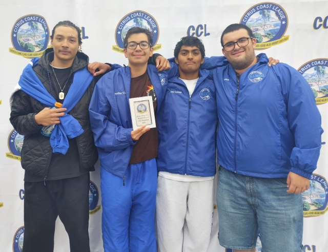 April 29th – May 1st, Fillmore High Schools’ swim team traveled to Hueneme High to compete at the 2025 Citrus Coast League Championships, with the Boys JV team took 2nd Place. Pictured is the JV Boys team with their 2nd place plaque! Pictured (l-r) are Emiliano Castanon, Bradley Villa, Tony Lemus, and Aiden Asfour. Photo credit FHS Swim Coach Hannah Faith.