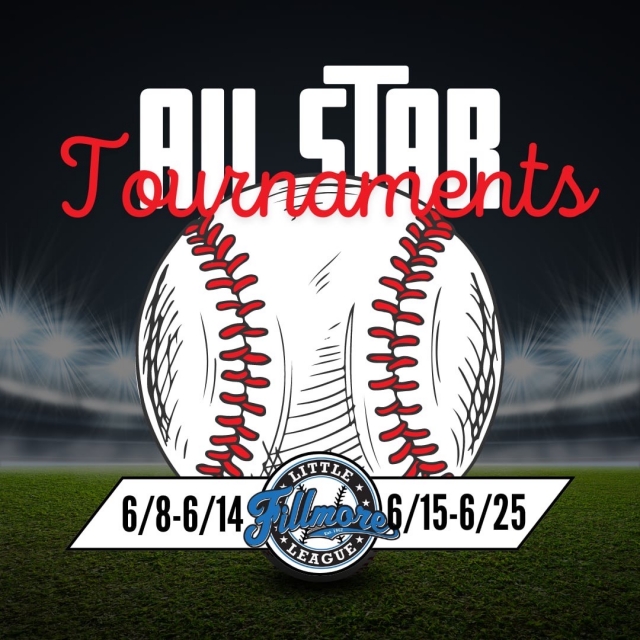 All Star Players were announced at closing ceremonies for Fillmore Little League and the coaches are gearing up to face down rival cities. This year, for the first time in an unknown amount of time, Fillmore Little League is able to host some of the All Star Tournaments. Tournaments are set to take place June 8th-14th and June 15-25th. Please follow Fillmore Little League on social media for updated schedules and times. Come on down and watch some really competitive baseball right here on your own fields. Make sure to bring your cheering section with you. Article/photo credit Brandy Hollis.