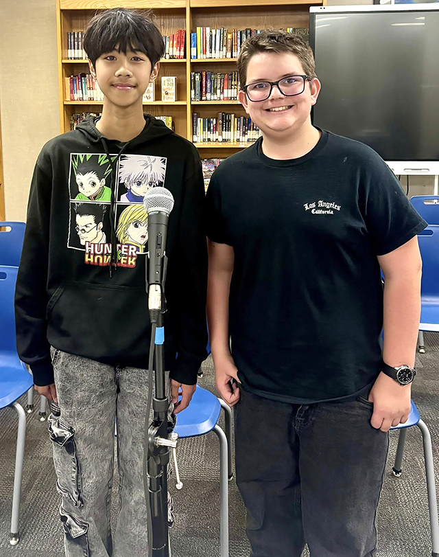 Spelling Bee Champion Samuel Eligado and Runner-Up Declan Watson.