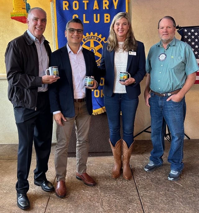 Pictured (l-r) are Brian Miller, Manny Minarjes, Supervisor Kelly Long and Rotary President Scott Beylik. Photo credit Martha Richardson.