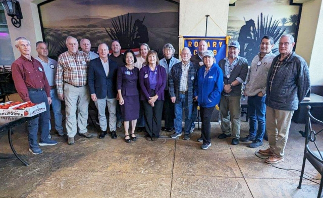 Above is Fillmore Rotary with District Governor Sherry Peckhoon Sim and Rotary Club President Anna Reilley, front center. Photo credit Martha Richardson.
