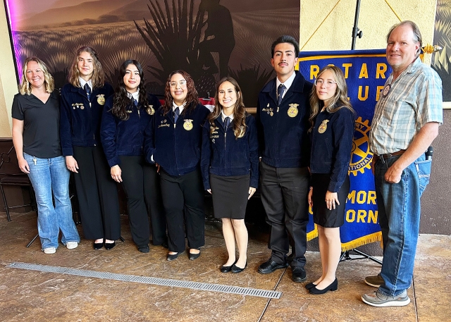 Pam Klittich, advisor to the FFA, introduced the students who attended the Fillmore Rotary meeting. The students were: Anne Cabrales, Alysson Tapia, Alina Cruz, Olivia Nava, Jonathan Tapia, and Diana Espinoza. Each one explained the animal they’re raising for the Ventura County Fair and talked about their experiences and their hopes for the fair. Photo credit Martha Richardson.