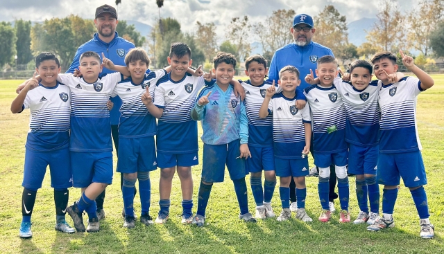Fillmore’s California United FC 2016 Boys team claimed victory at the Coast Soccer League Division 2 North title on Sunday, November 24. Pictured Left to right: Andres Martinez, Gera Alvarado, Esteban Valdés, Aaron Gonzalez, Kevin Ponce, Fabián Cabrera, Neymar Alcaraz, JJ Garcia, Roman Garibay, Rex Masterson Top row: Josue Garcia, Javier Alcaraz. Not pictured: Miguel Martinez. Photo credit Anthony Morales.