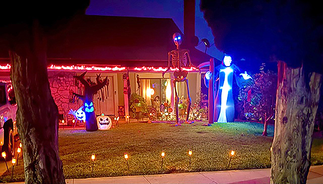 Octavio and Denise Barrios of 836 Central have been named the 2026 Fall Harvest-Halloween “Yard of the Month” winners by Civic Pride volunteers. The couple, who moved to Fillmore in 2015, enjoy decorating their yard together. Octavio received a gift card from Otto & Sons Nursery, a longtime supporter of the community project. Photo credit Linda Nunes.