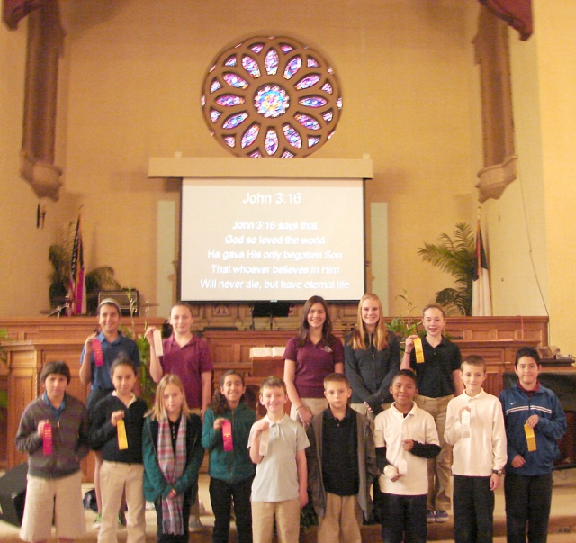 On February 12, Fillmore Christian Academy sent 14 students to participate in a regional geography bee.  The competition was held at Grace Brethren  School in Simi Valley.  It was our first year to compete in the Geography Bee and our students did very well, each receiving ribbons for either second, third or fourth place.  The students who participated are pictured above and their names are as follows:  Back row:  Bailey Huerta, CeCe Flinn, Jessica Mayhew, Brittany Wilson, Sarah Stewart.  Front Row:  Michael Mayhew, Isabell Rodriguez, Annmarie McKnight, Hailey Avila, Remy Richardson, Trent McKnight, Joshua Sandoval, Luke Larson, and Raphael Magana.