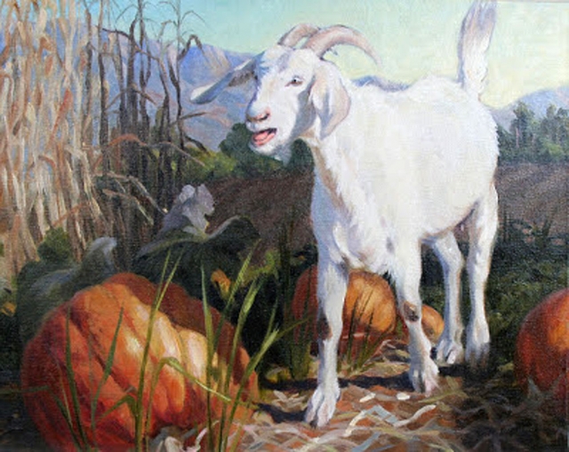 "Goat in a Field" by Gail Pidduck, oil on canvas, Private Collection

