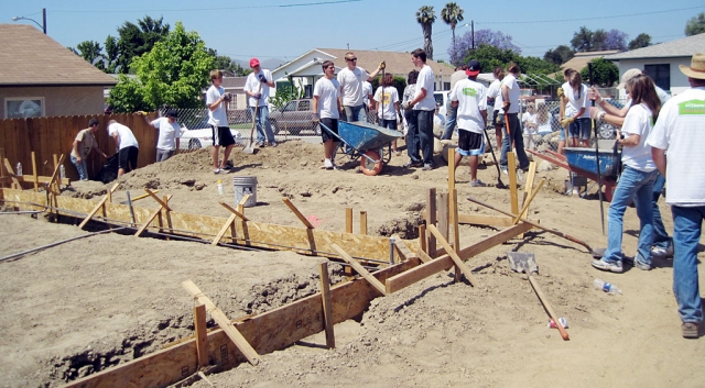 Framing is laid for the concrete slab for Habitat for Humanity homes in Piru. Youth from a Thousand Oaks church volunteered to do some work last weekend.