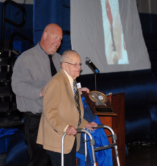 On Saturday, November 13, Fillmore High School held the first Hall of Fame Inductee ceremony. It started of with a tour of the high school, a visit to the new Hall of Fame, dinner and the inductee ceremony, which covered 100 years. The oldest inductee was Burt Davis (above right). Joe Woods (left) was instrumental in making this event happen, along with several other volunteers. The Fillmore Gazette will print all the inductee’s name’s in next week’s edition.