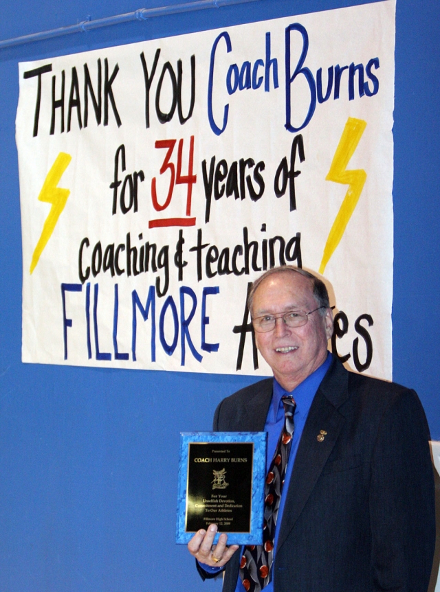 After 34 years of teaching and coaching, Coach Harry Burns will be retireing this year. He will be missed by all students and staff. As the sign says “Thank You Coach Burns.”