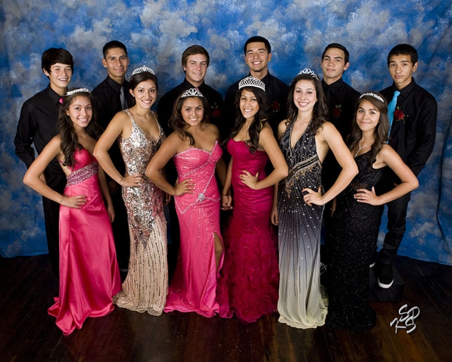 Pictured is this year’s Fillmore High School’s 2012 Homecoming Court: Back row (l-r) Sophomore Prince – Michael Luna, Junior Prince – Alex Banales, Senior 1st Prince – Collin Farrar, King – Adrian Rangel, Senior 2nd Prince – Mario Hernandez, and Freshman Prince – Cristian Aguilar. Front row (l-r) Sophomore Princess - Santana Carrera, Junior Princess – Deanna Lomeli, Senior 1st Princess – Karinna Carrillo, Queen – Lili Becerra, Senior 2nd Princess - Tiffany Luna, and Freshman Princess – Teresa Cardenas. Photo courtesy of KSSP Photographic Studio.