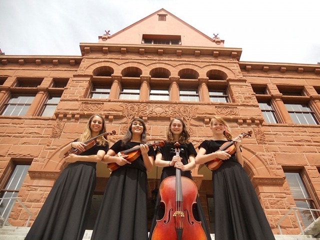 VHS Honors String Quartet members (l-r) Sarah Jackson, Maya Tamang, Madeline Offerman and Danica Neuhaus.