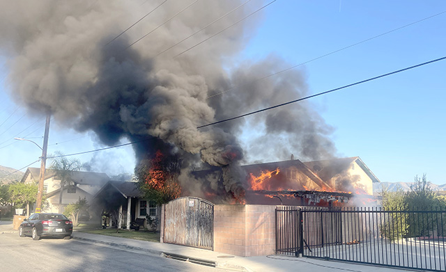 On Saturday, May 9, at approximately 6:30 p.m., the Ventura County Sheriff’s Office and the Ventura County Fire Communications Center received multiple 911 calls reporting a structure fire in the 800 block of Fifth Street, Fillmore. As fire personnel responded, heavy black smoke was visible across the city. Firefighters arrived to find a residence fully engulfed in flames, with all occupants safely evacuated prior to their arrival. Crews initiated an aggressive fire attack, with additional resources from nearby stations assisting in containing and knocking down the fire. The residence sustained significant damage and was red‑tagged. Several residents were displaced as a result of the incident. The cause of the fire remains under investigation. The American Red Cross was contacted to provide assistance to those affected. A GoFundMe account has been created to support the Enriquez family: https://www.gofundme.com/f/help-the-enriquez-family-rebuild-after-the-fire. Photo credit Angel Esquivel.