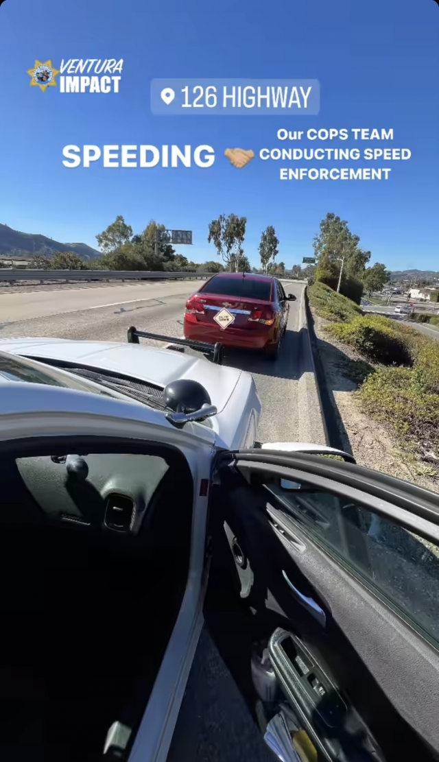 CHP Ventura deployed its IMPACT team to SR-126 on Tuesday, January 23, in response to numerous fatal and injury crashes, and high-speed vehicles. Five police vehicles including a motorcycle officer were observed during the day. Photo credit CHP-Ventura.