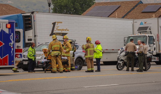 On Saturday, April 20, at 12:21 p.m., Fillmore Police Department and Fillmore City Fire investigated a three-vehicle accident in front of Bunnin Chevrolet; one ambulance transport was made. Cause of the accident is being investigated. Photo credit Angel Esquivel-Firephoto_91.