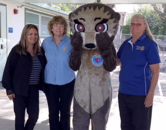This past week Fillmore Rotary Club and Josh the Otter visited local Preschools to teach students about water safety. Pictured (l-r) Ari Larson, Martha Richardson, Josh, Cindy Blatt. Photo courtesy Martha Richardson.