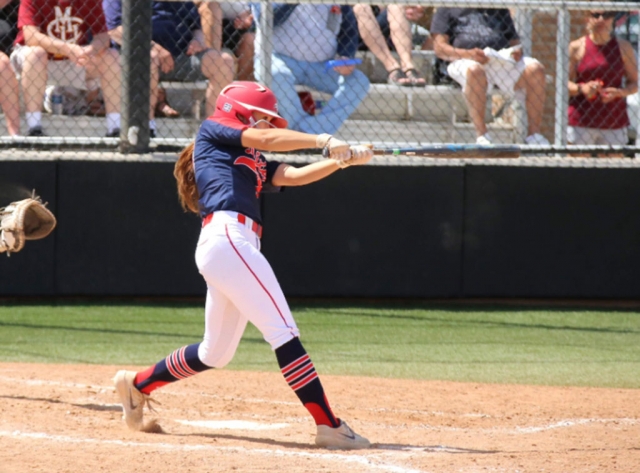 Pictured above is Kasey at bat during one of her games at Dixie State.