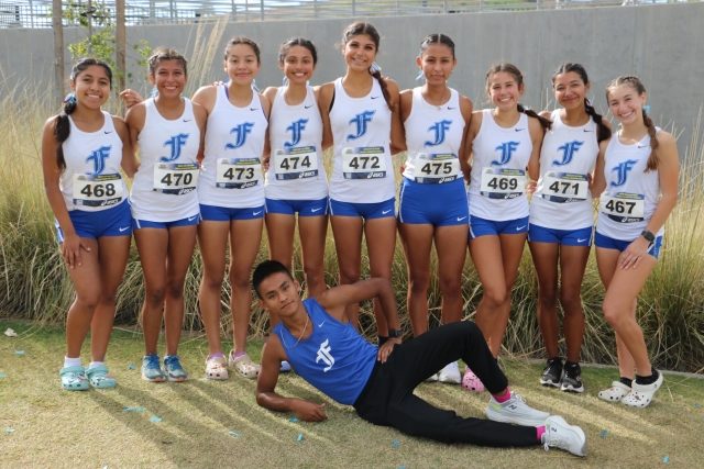 This past weekend Fillmore High Lady Flashes competed at the CIF Division 4 Cross Country Championships. The girls ran well, placing 9th overall, making them just short of advancing to State Finals. Pictured (l-r) are Niza Laureano, Jacqueline Olivares, Diana Santa Rosa, Miley Tello, Joseline Orozco, Nataly Vigil, Alexandra Martinez, Jessica Orozco, and Leah Barragan. Pictured below is teammate Eddie Vigil, who was an individual competitor in the boys’ races for the meet held at Mt. San Antonio Community College. Courtesy Coach Anthony Chavez.
