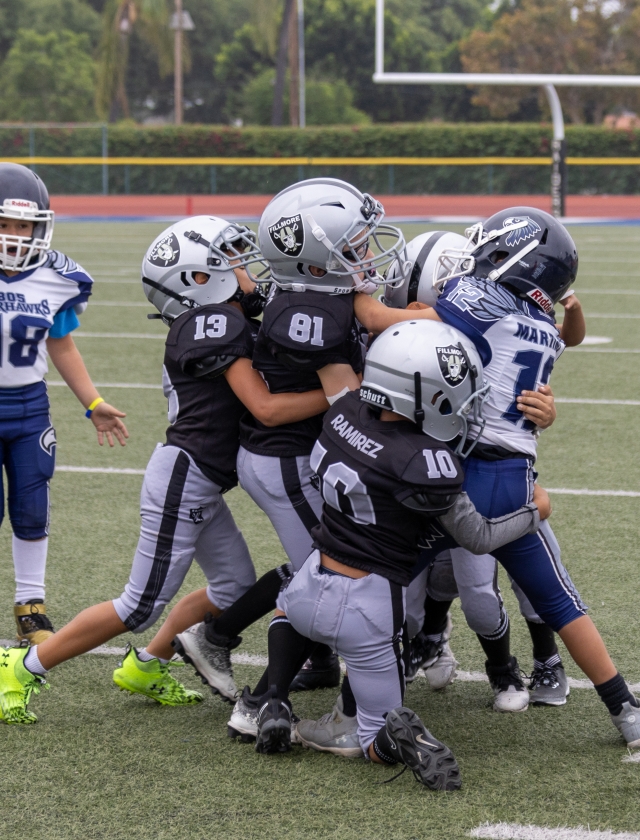 Fillmore Raiders Mighty Mites Silver players take down an 805 Warhawks during this past Saturday’s game. Final Score 26–0. Photo credit Crystal Gurrola. No other Raider Games reported at this time. Info courtesy https://leagues.bluesombrero.com/Default.aspx?tabid=1468198.
