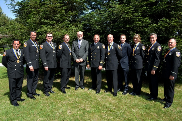 The nine recipients along with CAL FIRE Director Ken Pimlott and California Natural Resources Agency Secretary John Laird.