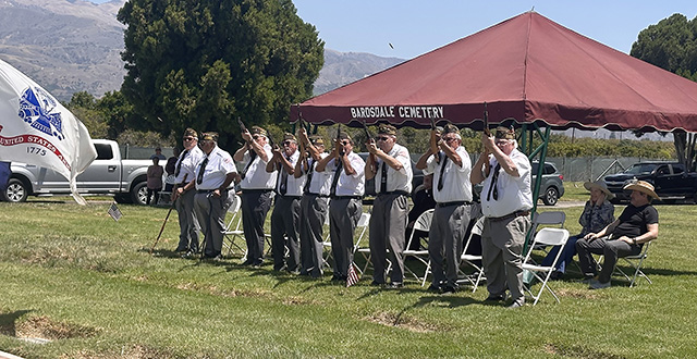 Pictured are members of Fillmore Veterans of Foreign Wars Post 9637 presenting arms during volly. Photo credit Gazette staff.