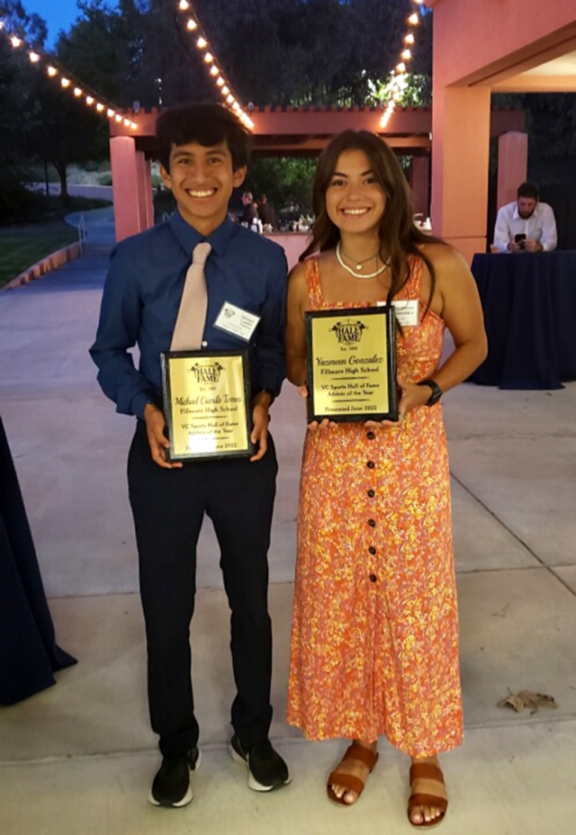 On Sunday, June 5th, the Ventura County Hall of Fame honored the Ventura County Athletes of the Year from each Ventura County High School. Our Fillmore High School Athletes of the Year include Michael Camilo Torres and Yazmeen Gonzalez. Way to go Flashes!