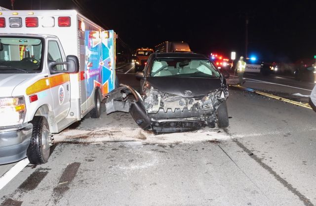 On Wednesday, February 12th, at 5:45 p.m., Fillmore Police Department, Fillmore Fire Department, and AMR Paramedics responded to a multi-vehicle traffic collision on Highway 126 near El Dorado Mobile Homes. Arriving firefighters reported three vehicles with multiple patients. Fillmore Fire Chief Gurrola advised dispatch the scene as a level one MCI. Two ambulances and one rescue ambulance were called to the incident, and five patients were accounted for and transported to a local hospital, condition unknown. Both lanes of Highway 126 were closed for at least an hour until the crash site was cleared from the roadway. Cause of the crash is under investigation. Photo credit Angel Esquivel.
