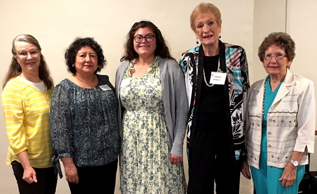 The PEO (Philanthropic Education Organization) Chapter GY presented this year’s PEO Education Award to Fatima Bazurto. Fatima thanked the Club and shared her plans to attended college at UC Davis. Pictured (l-r) is PEO President Jan Lee PEO, Gloria Bazurto (Fatima’s mother), Fatima, PEO Committee Chair Pat Morris PEO, and PEO Committee Member Mary Ford. Photo courtesy Martha Richardson.