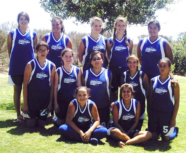 Fillmore 14 & under All Star team  pictured from Left to right top row - Rebecca Vassaur, Amanda Vassaur, Candace Stines, Roxie Neal, Mary Ortiz. Middle row - Jaynessa Lopez, Kaylee Hinklin , Rachelle ' Chellie ' Arreguin , Ana 'Speedy' Morino, Krystine Mohrhoff. Bottom row-Megan Herrera, and Vanessa Urrea . Not pictured - Reina Magana. The 14& under Fillmore All star team played 4 tournaments on the road to the California State Games on July 11th, 2008 . The hard working athletes finished in 3rd place in three pre-qualifying tourneys, and in 4th place in the western district qualifier, and finally ending a successful season in 4th place in the Ca. State Regional Championships on July 13th , 2008 .  The girls wish to express their thanks and appreciation first to their Manager , Ernie Ortiz, and Coaches, Bill Vassaur, and Bill Herrera, and lastly but most importantly to their families for all the cheering and support throughout the season.