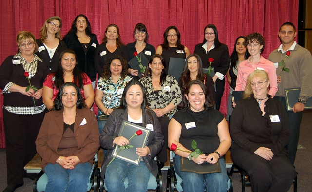 2009 Phoenix Scholarship Recipients: 
Front Row, left to right: Alma Valenzuela, Patty Vuong, Veronica Cervantes, Linda Price.
Middle Row, left to right: Debra Ann Sandbrook, Nichole Arimura, Alma Garcia, Mechelle George, Monet  Mendoza, Tara Loughran, Jonathon Rios.
Back Row, left to right: Elizabeth Lira, Vanessa De La O, Tammy Anderson, Sara Blackwell, Tonetta Lone Elk, Amanda Agee, Alejanda Sinohui.
Not Pictured: Veronyca Zabzdyr, Crystal Kilgore