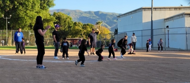 On Tuesday, April 23, Piru Youth Sport, Little Dodger and Purple Panthers T-ball League, played against each other all in good fun. On the field are the Panthers ready to play some defense. Inset, some of the Little Dodger’s getting ready to play more defense.