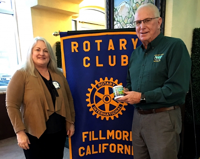 Pictured is Renee Swenson, President-Elect with Rotary speaker Steven Lazenby from CERT the Community Emergency Response Team. He related how firefighters go around the world to help during earthquakes etc., and see untrained teams of people trying to help. This was the inspiration to begin a training program. Steven talked about the classes and what is taught: general emergency readiness and response, fire safety, medical triage and treatment bandaging and splinting, search and rescue, team management and more. The class members will be ready to respond in an emergency in their neighborhood and the community. His quote was, “Do the most good, for the most people you can.” In other words, you may not be able to help everyone, but do what you can. Courtesy Martha Richardson.