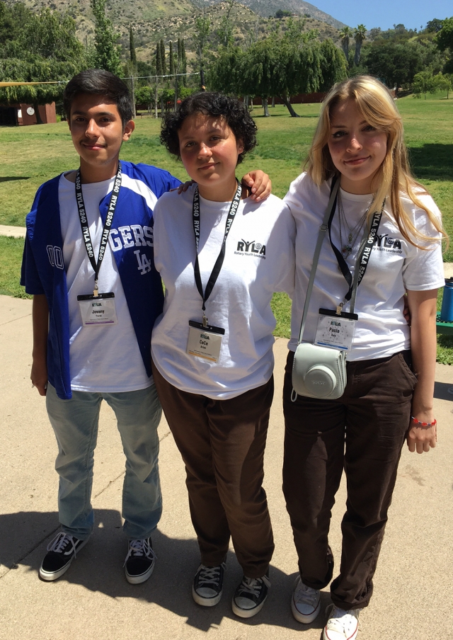 The Rotary Club of Fillmore sent three FHS Juniors to RYLA Rotary Youth Leadership Awards camp in Ojai. The goal is Building Tomorrow’s Leaders through Leadership, Citizenship and Personal Development. The three students were (l-r) Jovany Perez, Cecelia Arias and Paola Ruiz. They talked about their experiences, meeting new people and being part of a team and working together. The ropes course was the scariest challenge; they had to rely on their teammates. On Sunday, at closing, Jovany received a Valor Award for helping someone, who was scared, succeed to the end. Photo credit Rotarian Martha Richardson.