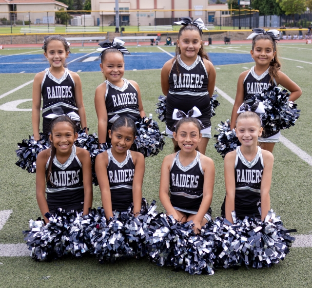 Above are the Fillmore Raiders Freshman Cheerleaders smiling for the photo last Saturday. Photo credit Crystal Gurrola.