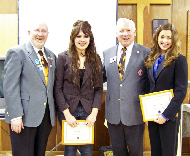 Pictured above Natalie Garnica (Fillmore), Olympia Tril (Oxnard), Lion Jim Austin and District Governor Bill Dunlevy. Garnica and Tril are the Lions Club student speaker contest winners. The contest was held on Wednesday April 2 at the Trinity Episcopal Church.
