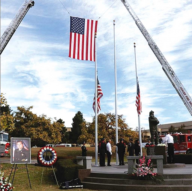 On Friday, November 17th Fillmore Fire Chief Rigo Landeros was inducted into the Fallen Fire Fighters Memorial. The ceremony was held on the front lawn of Ventura County Government Center. Photos courtesy Fillmore Fire Department.