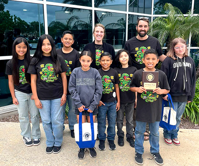 Rio Vista Elementary School Principal Kayleigh Kelp said, “Congratulations to our Rio Vista Mathletes, the “Pi-thons”, on being the only team to represent Fillmore Unified School District in the Ventura County Math Competition today. Our 4th grade team took 6th place overall! We are so proud of them for their hard work and representing our school!”