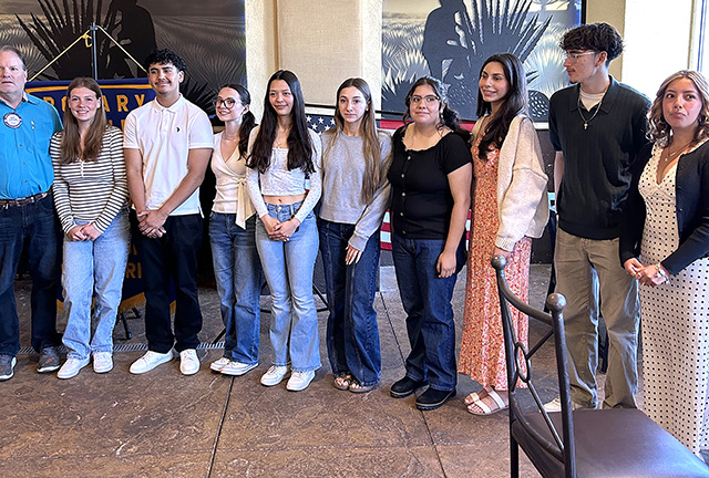The Rotary Club of Fillmore presented nine Fillmore seniors with scholarships. Gabriel Bingham received $800 plus the Rigo Landeros Scholarship, Diego Tapia received $1,300, Emma Victor received $1,300, Lizbeth Mendez received $1,000 and the Gunderson Family Scholarship, Leah Barragan received $1,000, Eimi Soria received $1,000, Sara Magdaleno received $1,300, Edgar Castellon received $1,300 and the Ari Larson Service Award, and Megan Robles received $1,000. Congratulations to you all. Above are all the recipients in no specific order along with Rotary President Scott Beylik. Photo credit Martha Richardson.