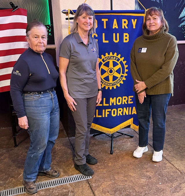 Picture above is Fillmore Rotary Program Chair Barb Filkins, speaker Lisa Fusano and Club President Anna Reilley. Photo credit Martha Richardson.