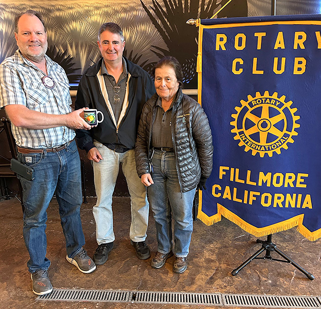 Pictured is President Scott Beylik with guest speaker Robert Appleford and Program Chair Barb Filkins from Aviation Explorer Post at Camarillo Airport. Photo credit Martha Richardson.