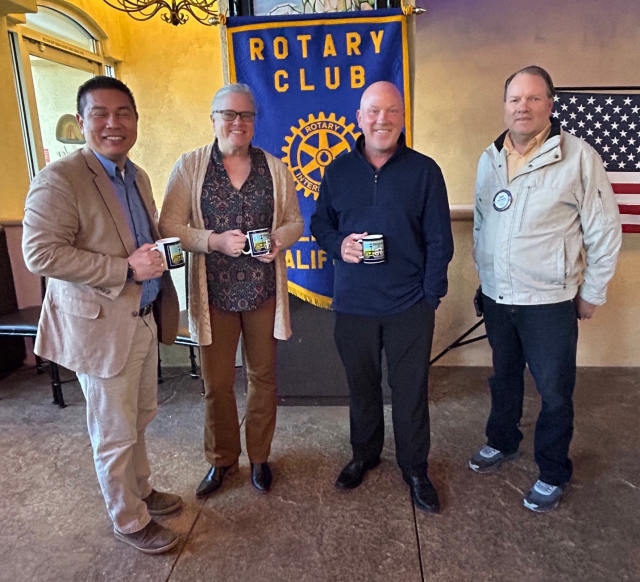 Pictured is Isaac Huang, Assistant Superintendent of Educational Services, Kristyn Bennett, Special Projects Coordinator, Keith Derrick, FHS Principal, and Rotary President Scott Beylik. Photo credit Martha Richardson.