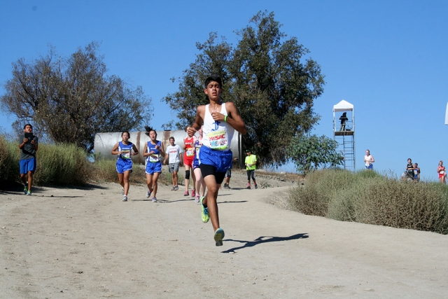 Johnny Martinez wins the Sophomore Boys Race at the Mt. Sac Invitational this past Friday.