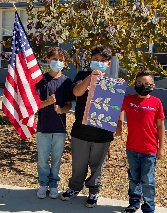 On Friday, September 17th, Fillmore Unified celebrated Constitution Week by participating in a variety of activities from AP Government students reciting the preamble, to discussions and lessons on the significance of the preamble and Constitution. Pictured are students from San Cayetano showing off their schoolwork and American spirit. Photo Courtesy San Cayetano Elementary School Website.