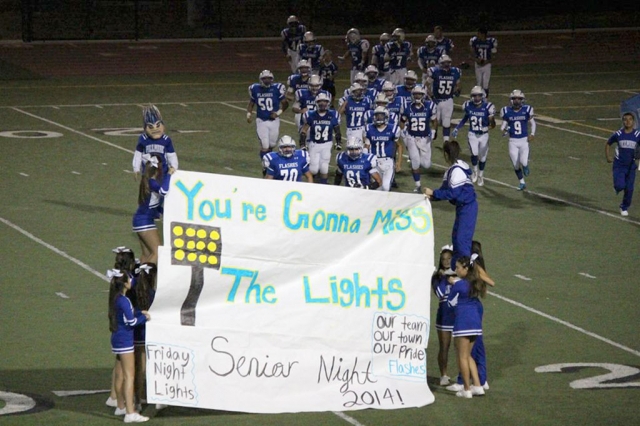 Fillmore High Senior Night took place last Friday, November 7th. Pictured is the Run-Thru banner “You’re Gonna Miss the Lights”, just before the Fillmore Flashes tore thru it.