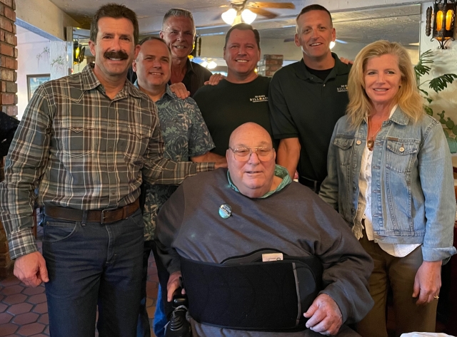 A special event was held in support of Sheriff Ayub’s reelection as Ventura County Sheriff on May 9th at La Cabana Restaurant in Santa Paula. The event was heavily attended with supporters, friends, and family. A special appearance was made by Ventura County Sheriff Larry Carpenter (retired). Pictured (l-r) are Sheriff Bob Ayub, Assistant Sheriff Eric Dowd, Kelly Johnson, Assistant Sheriff Rob Davidson, Commander Eric Tennessen, and Undersheriff Monica McGrath. Front, Ventura County Sheriff Larry Carpenter (retired). Photo credit Carina Monica Montoya.